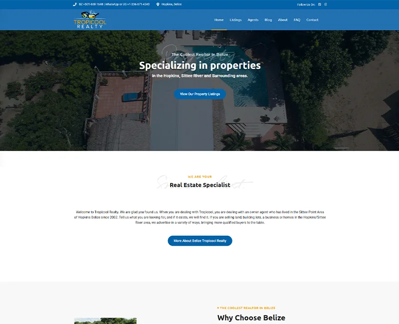 Belize Website Services-tropicoolrealty-template